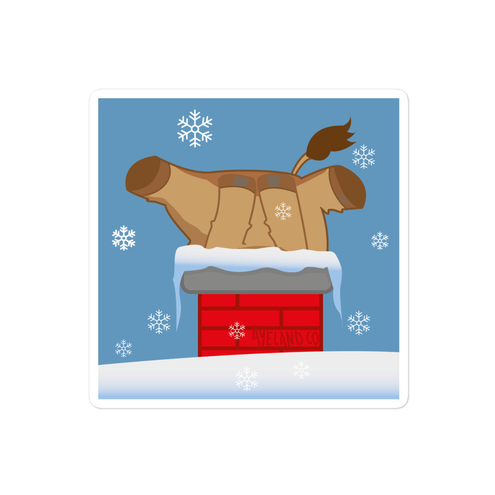 Adorable christmas chimney highland cow sticker