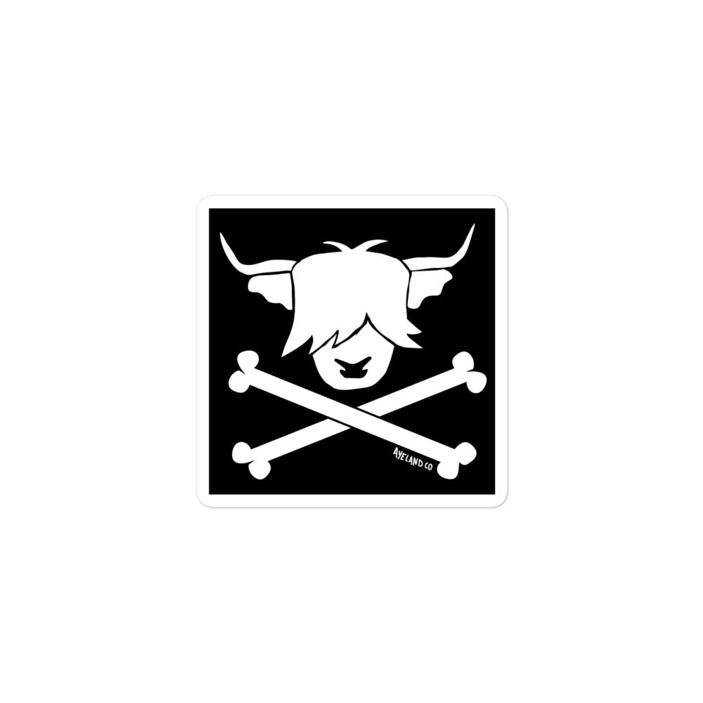 Highland cow pirate flag jolly roger sticker