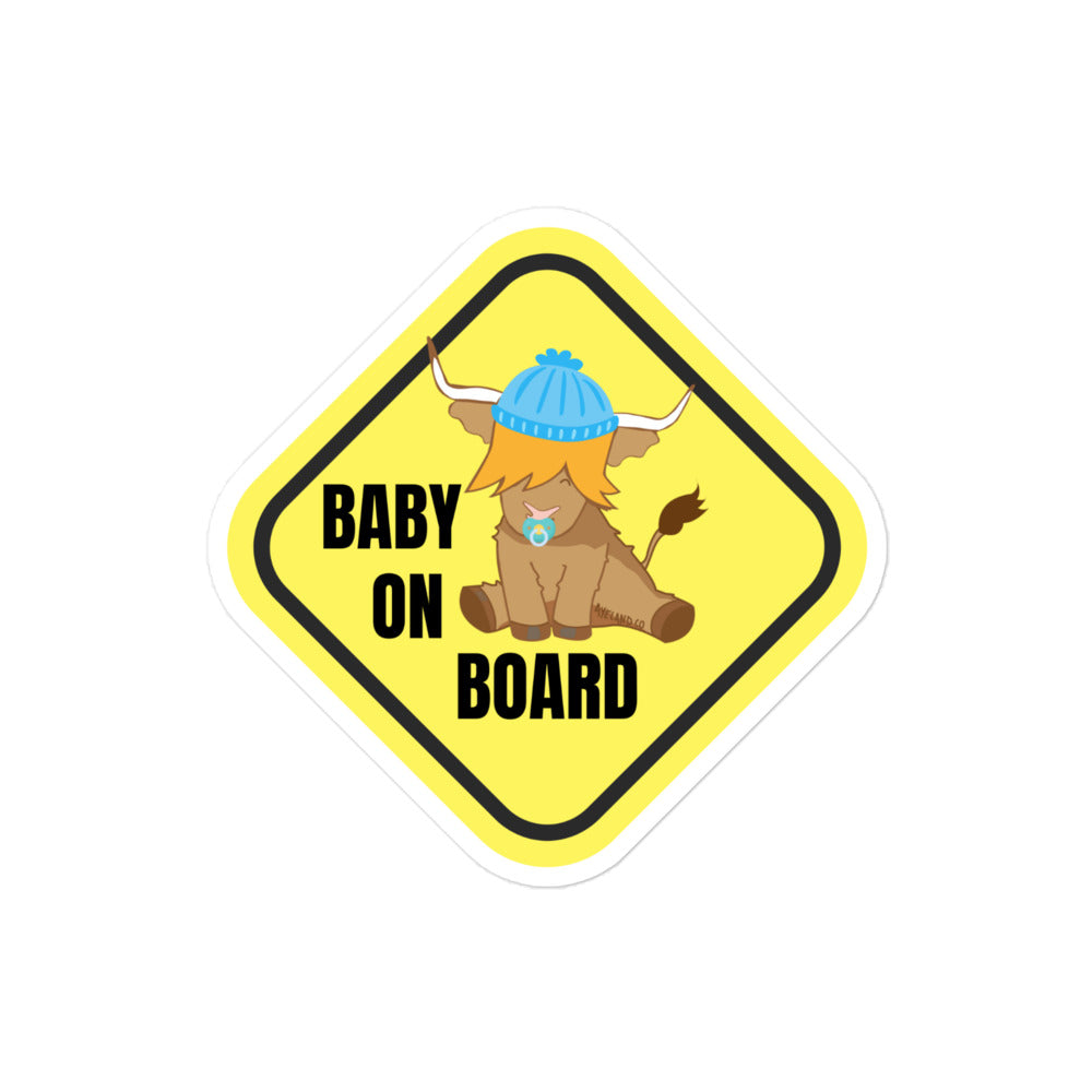 Cow baby on board highland cow sticker