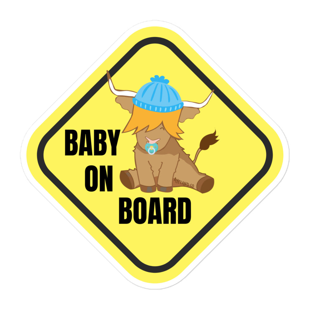Cow baby on board highland cow sticker