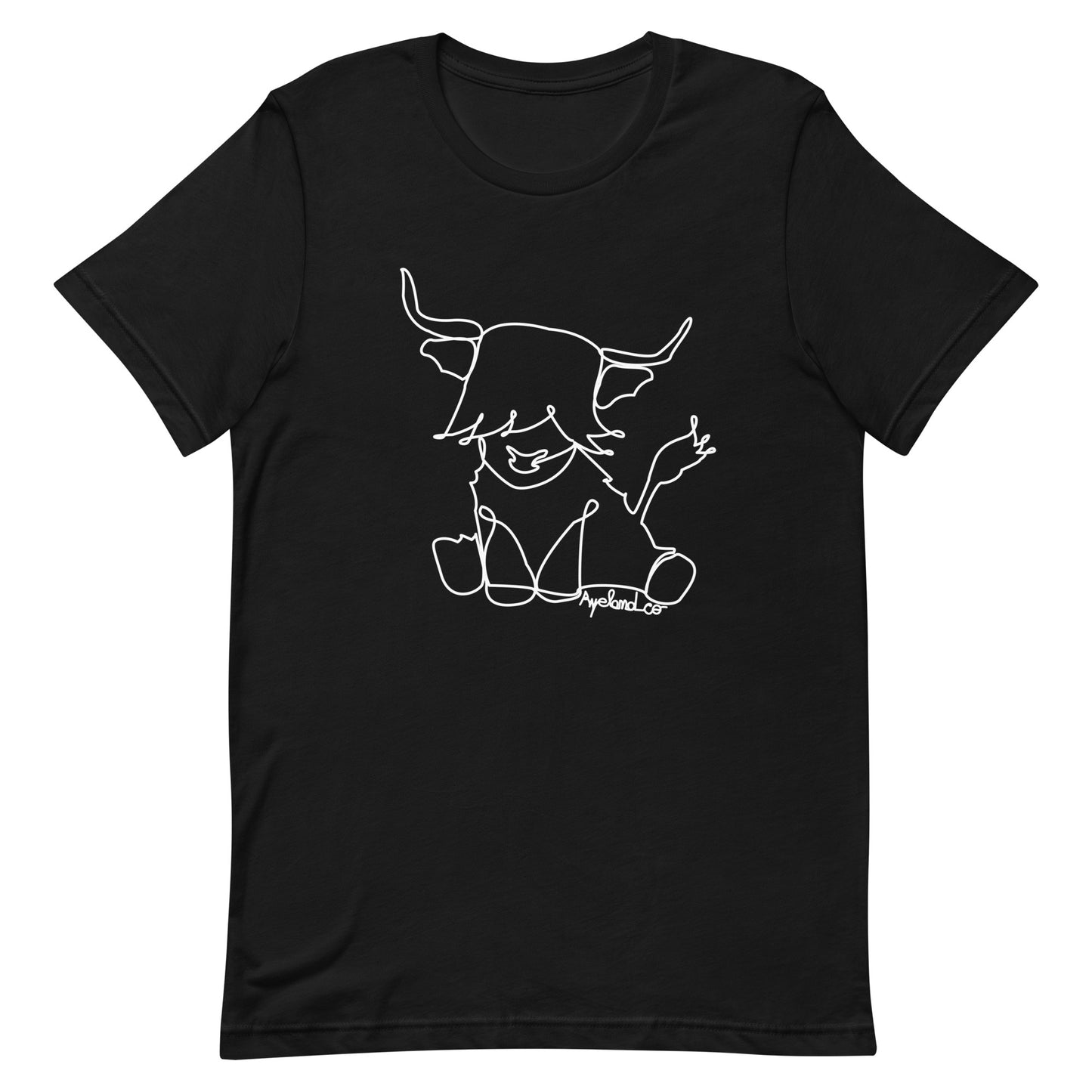 Stylish highland cow line art t-shirt for cow lover woman