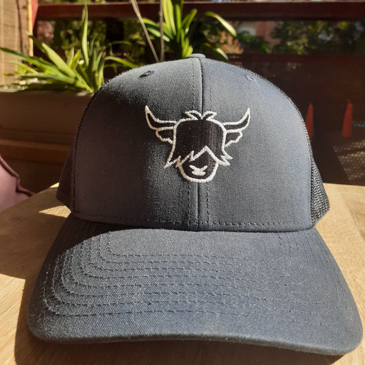 Navy blue highland cow cap