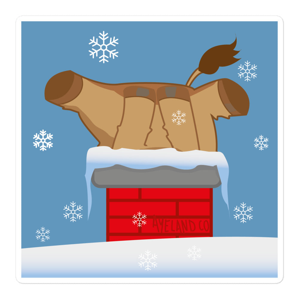 Adorable christmas chimney highland cow sticker