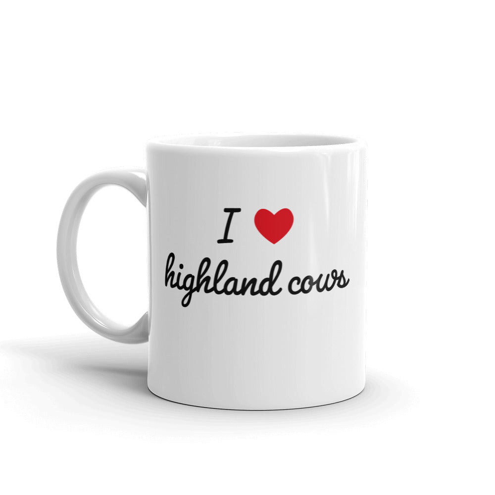 white ceramic highland cow mug 11 oz right side