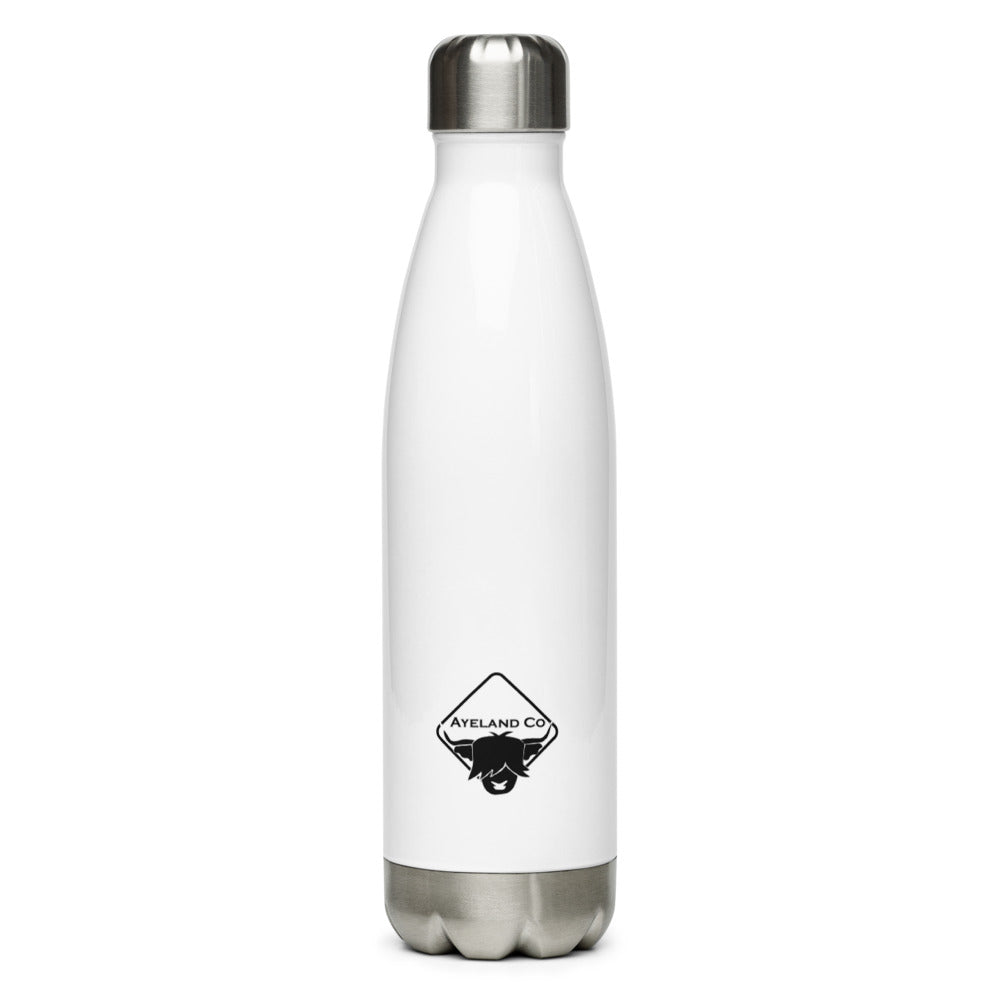 17 oz white flask with the ayleand co logo on it
