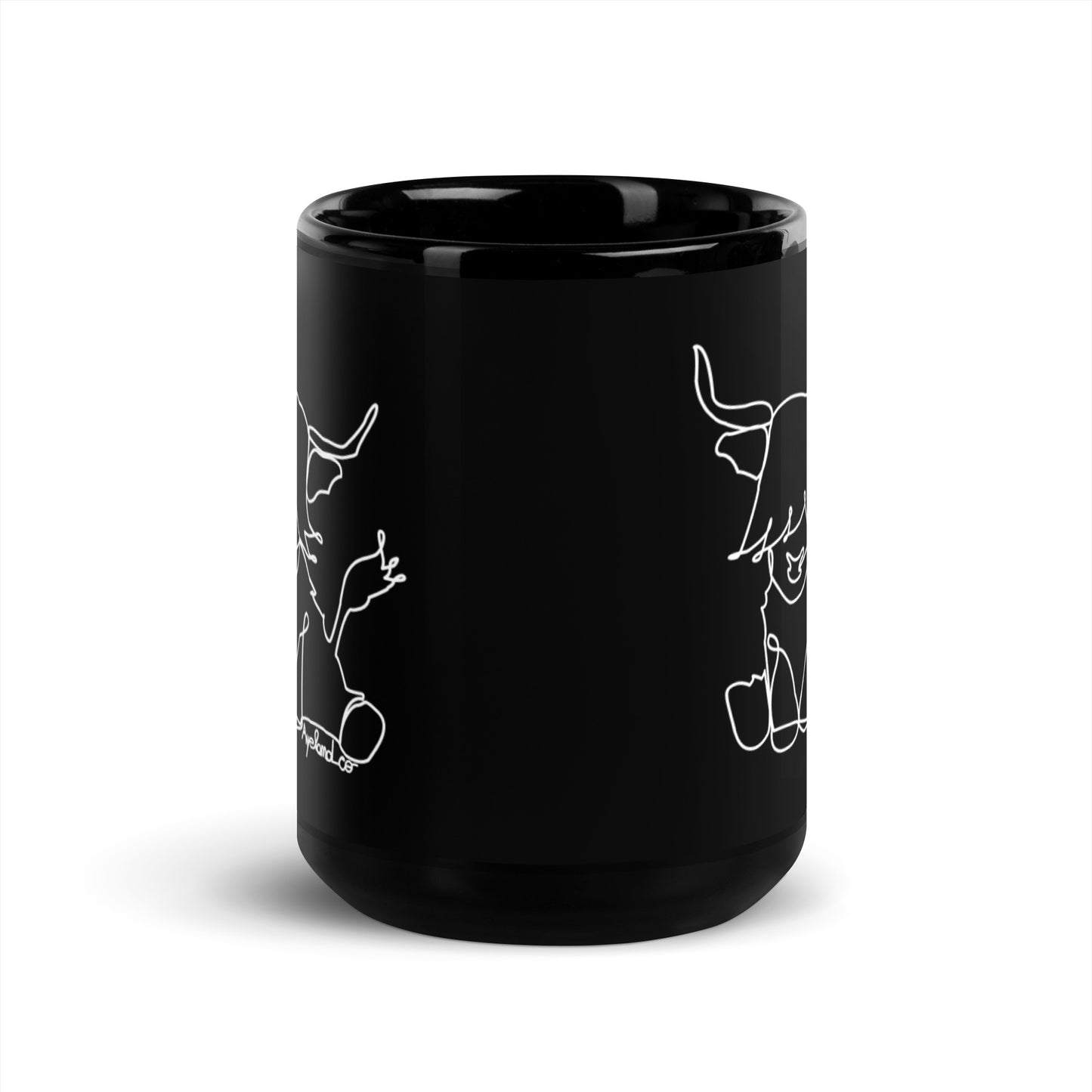 Black highland cow line art mug for cow lover gift