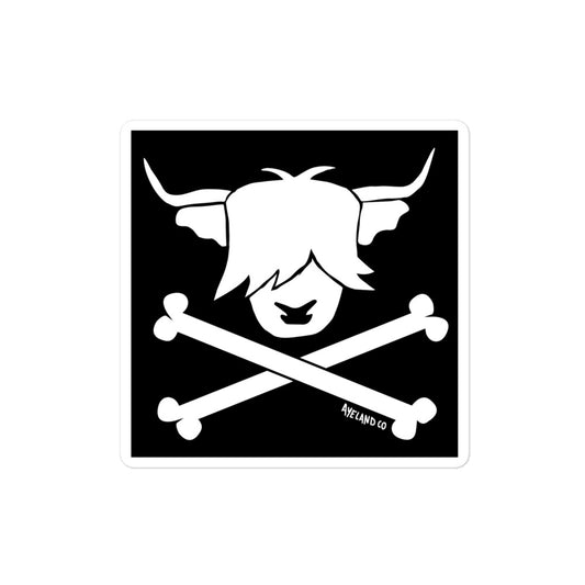 Highland cow pirate flag jolly roger sticker