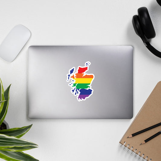 Scottish map rainbow flag gay pride sticker
