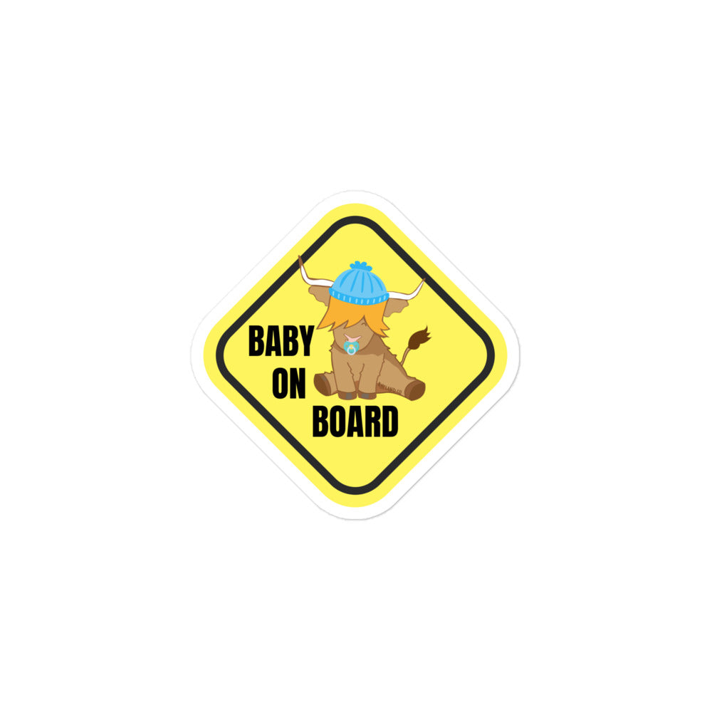 Cow baby on board highland cow sticker