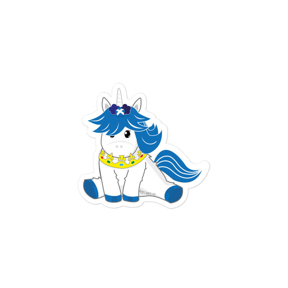 Adorable blue scottish unicorn flag of scotland sticker