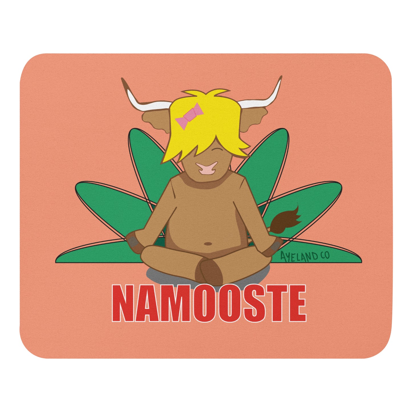 Cute namooste highland cow mouse pad