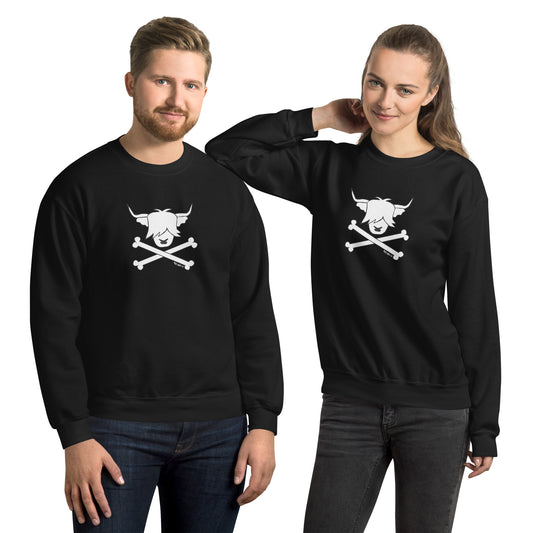 Highland cow pirate skull crossbones sweatshirt