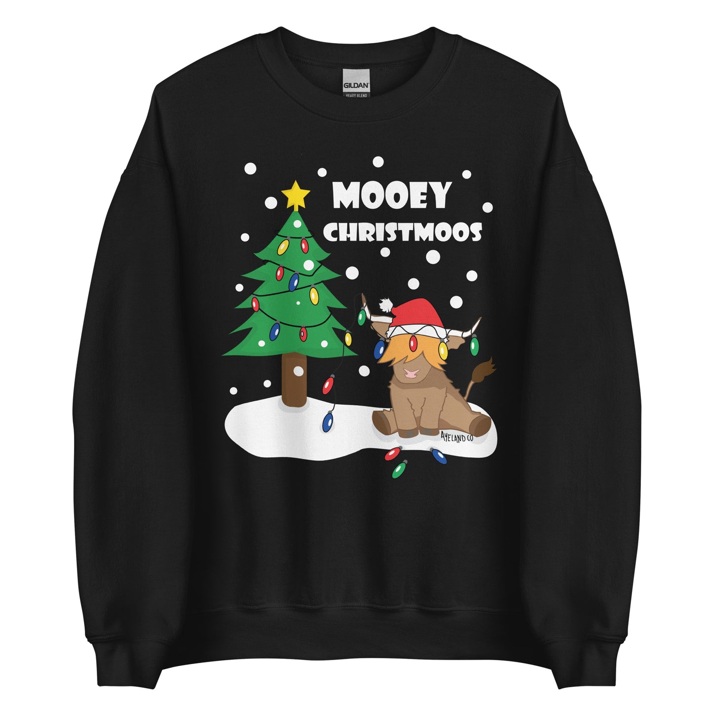 Highland cow mooey christmoos ugly christmas sweatshirt for highland cattle lover men