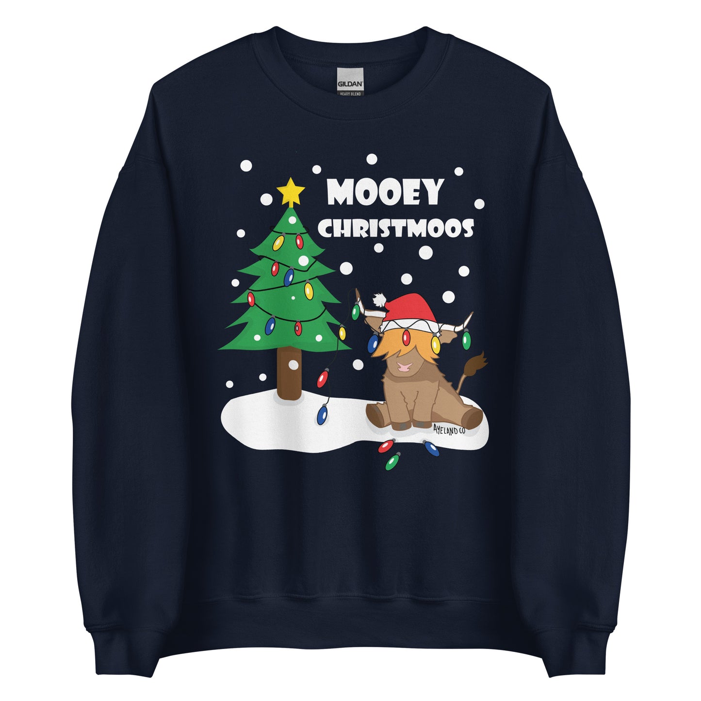 Highland cow mooey christmoos ugly christmas sweatshirt for highland cattle lover men