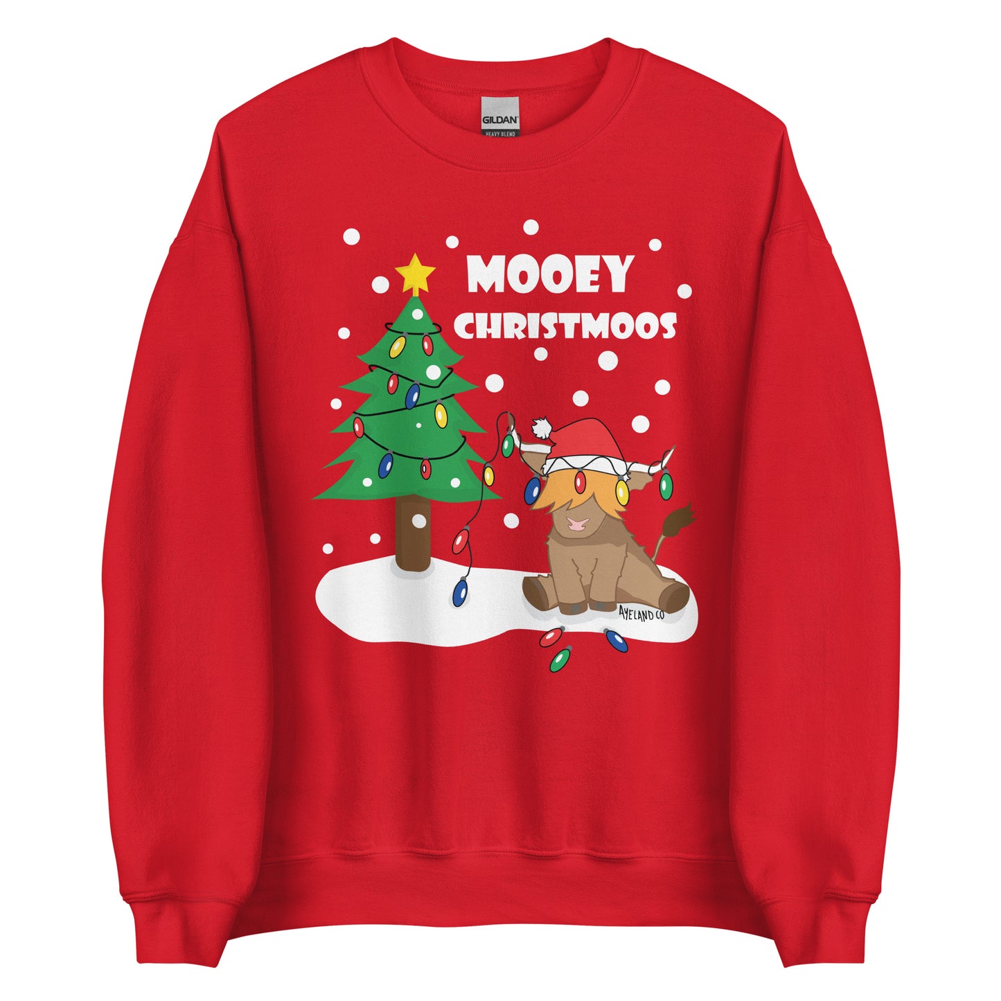 Highland cow mooey christmoos ugly christmas sweatshirt for highland cattle lover men