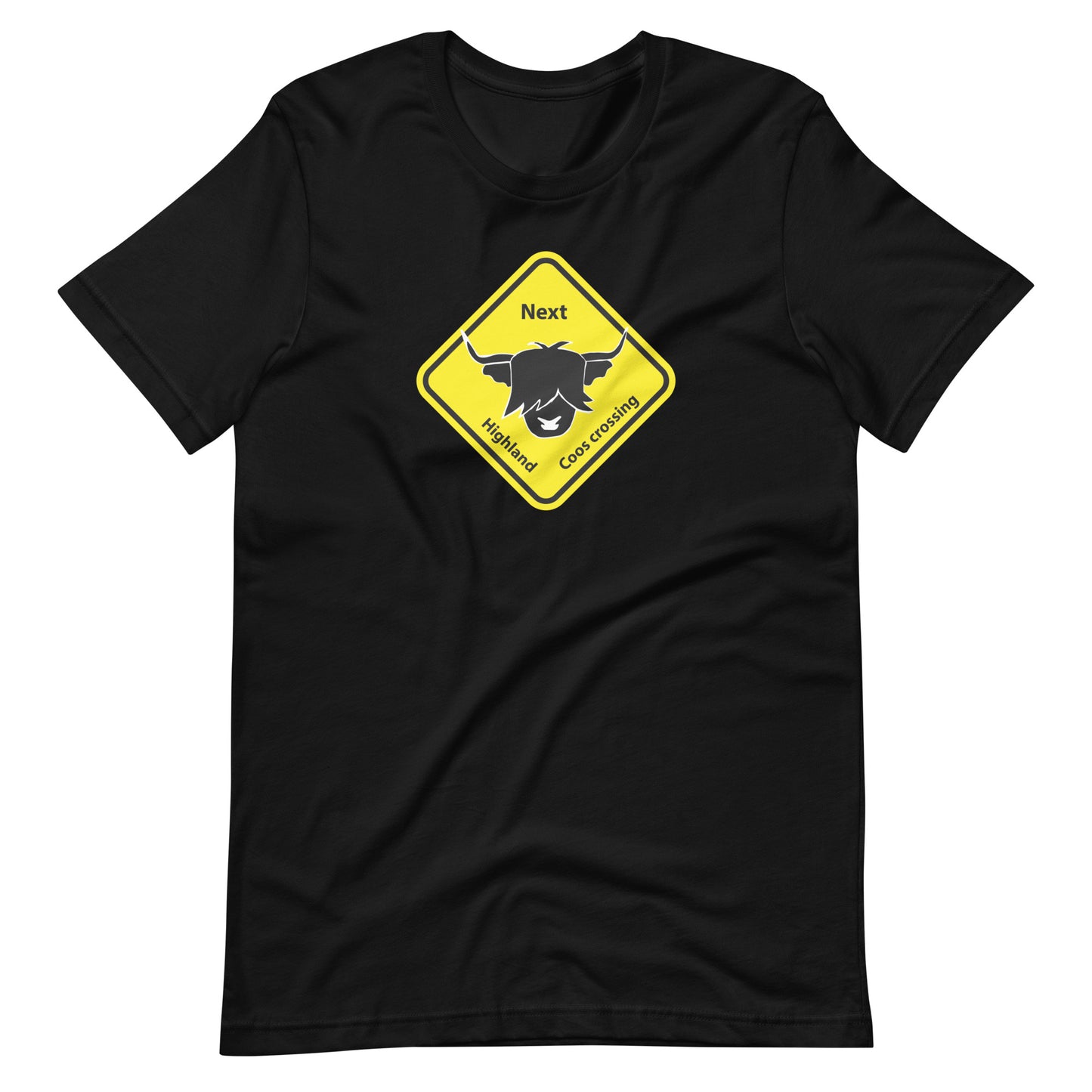 Scottish highland cow yellow australian road t-shirt black for him